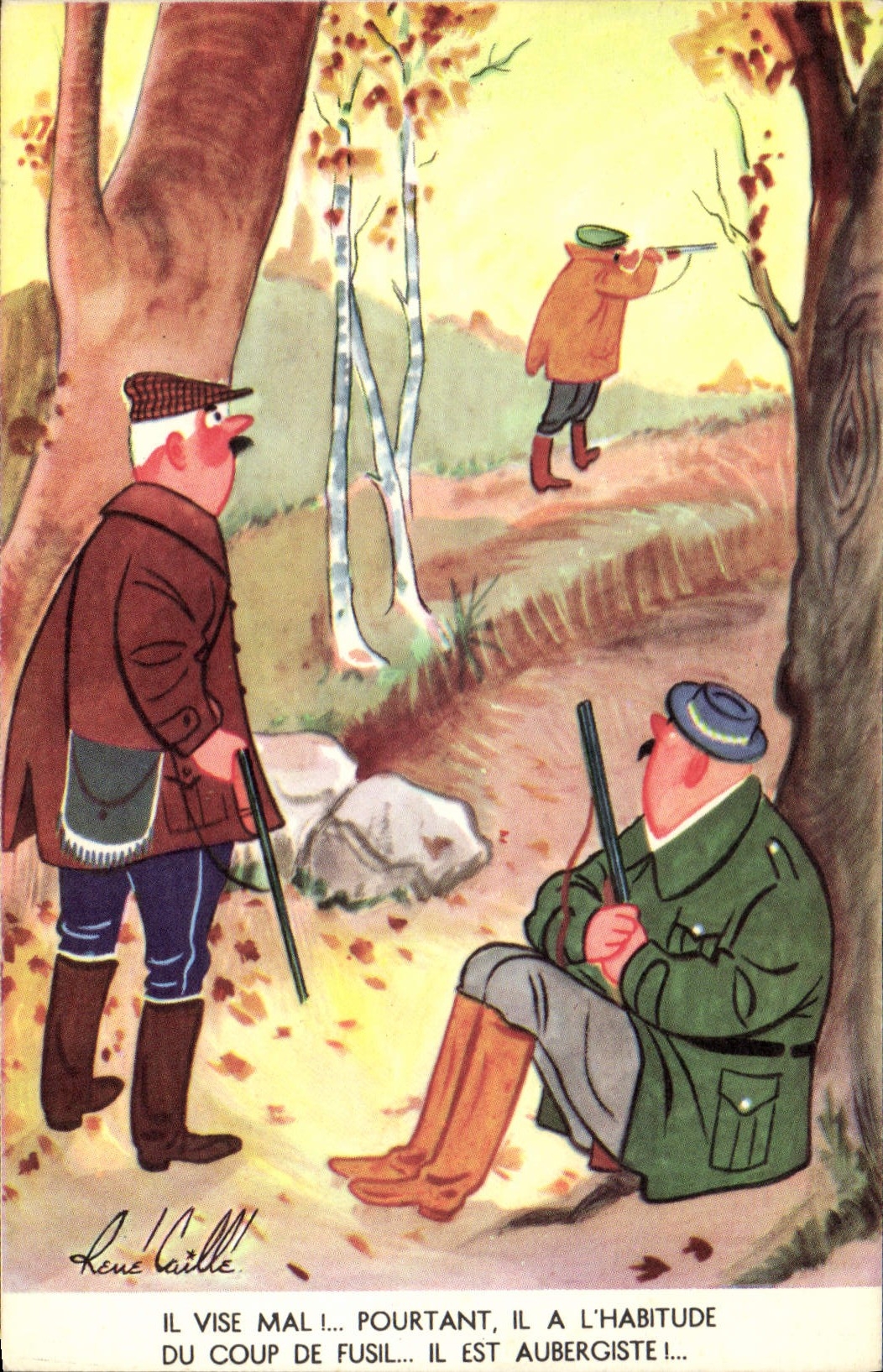 CPA Fantaisie Humour Rene Caille Chasse Chasseur