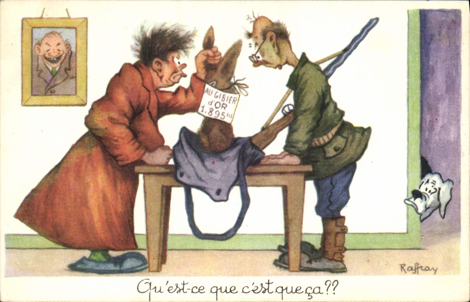 CPA Fantaisie Humour Chasse Chasseur Gibier d'or Chien