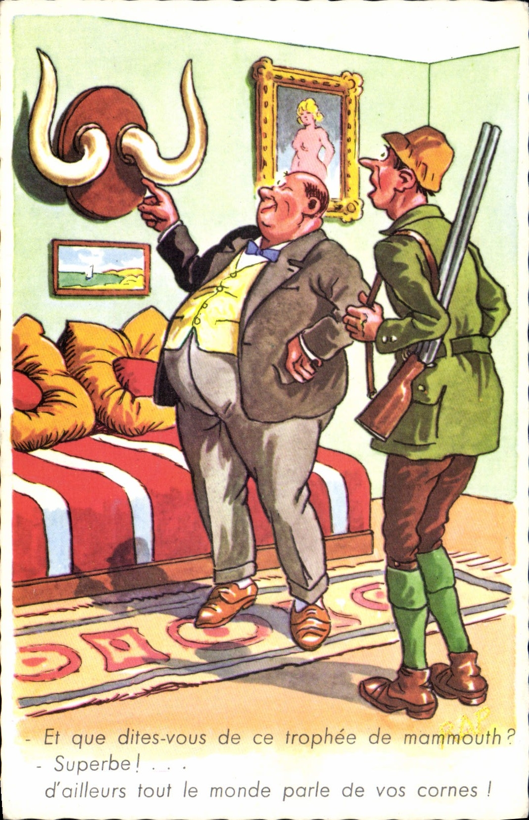 CPA Fantaisie Humour Chasse Chasseur Mammouth
