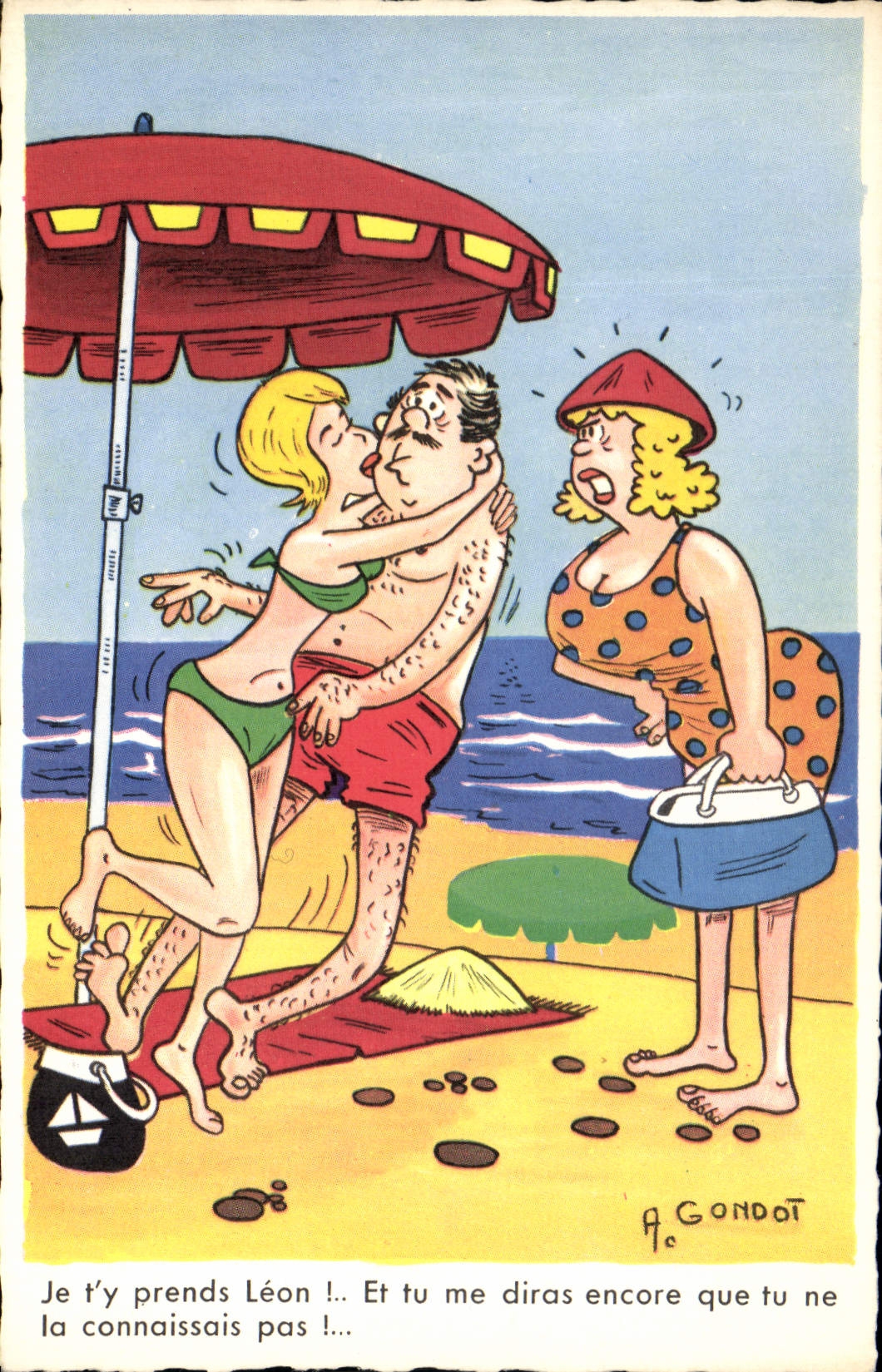 CPA Fantaisie Humour Gondot Plage 