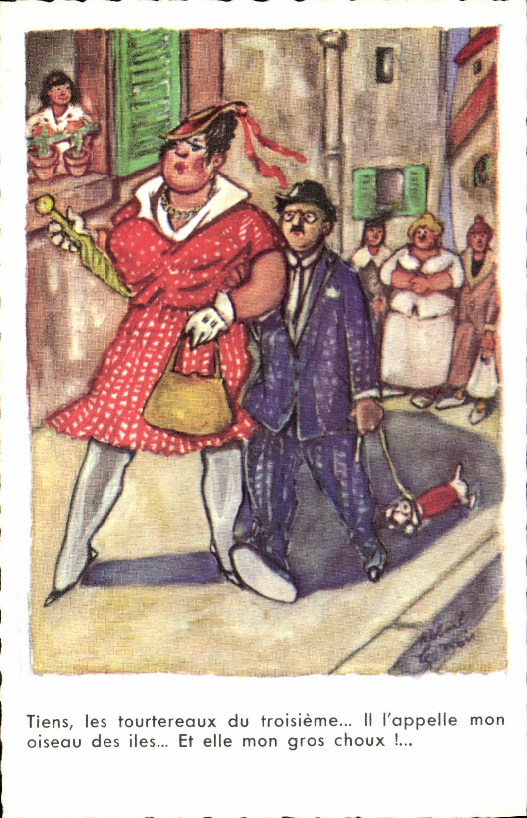 CPA Fantaisie Humour Tourtereaux du troisieme Chein 