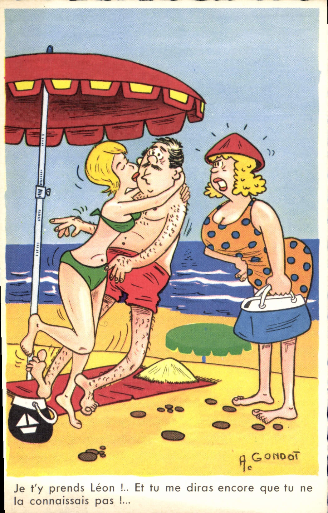 CPA Fantaisie Humour Plage Gondot