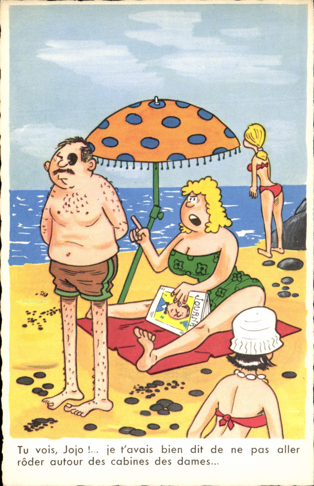 CPA Fantaisie Humour Plage 