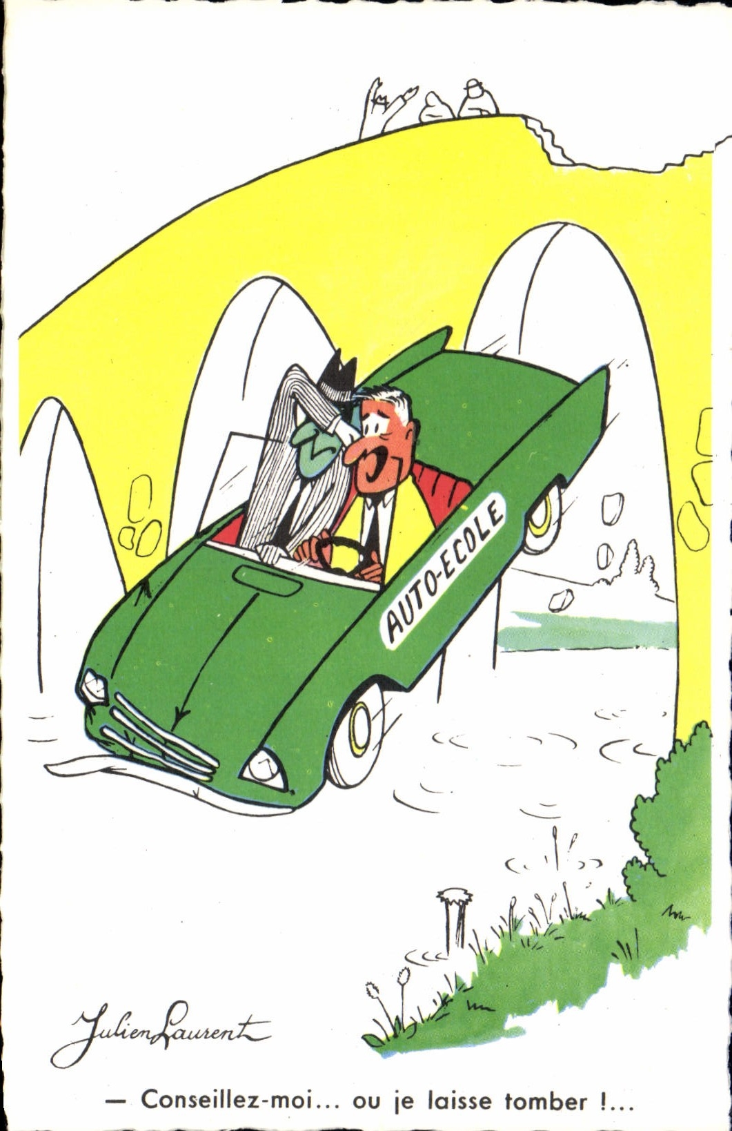 CPA Fantaisie Humour Auto Ecole Automobile
