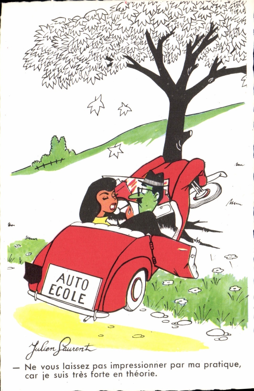 CPA Fantaisie Humour Auto Ecole Automobile