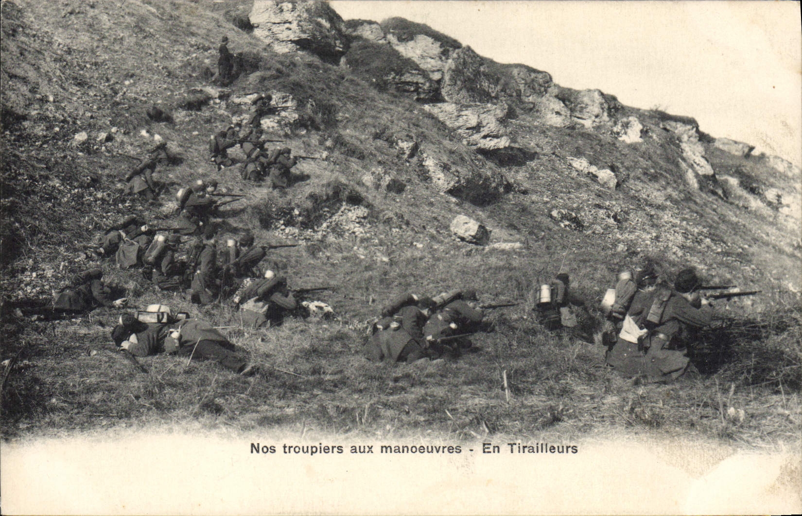 POSTAL Militaria de la VENDIMIA nuestros troupiers con las operaciones como fusileros