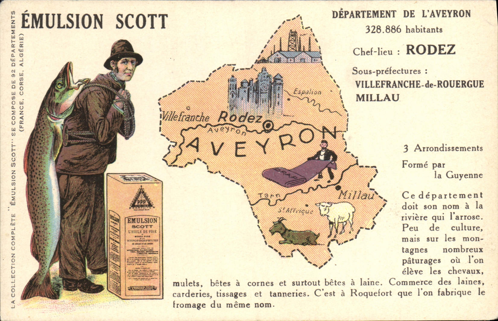 CPA Carte Geographique Emulsion Scott Aveyron Rodez