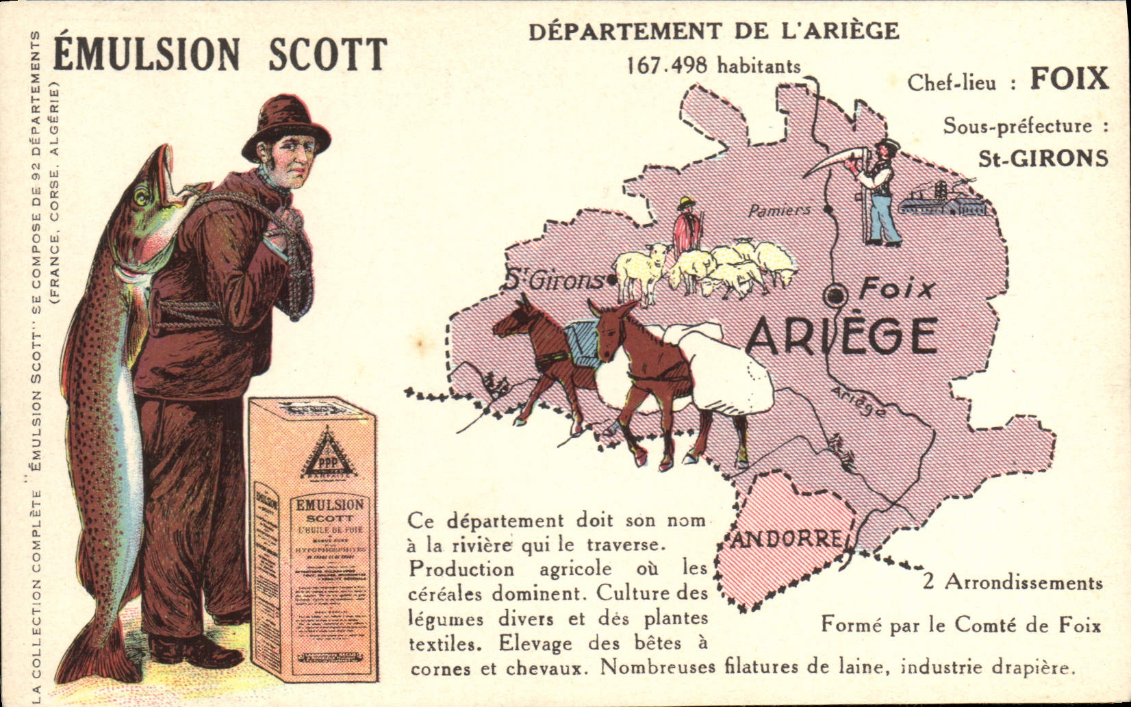 CPA Carte Geographique Emulsion Scott Ariege Foix