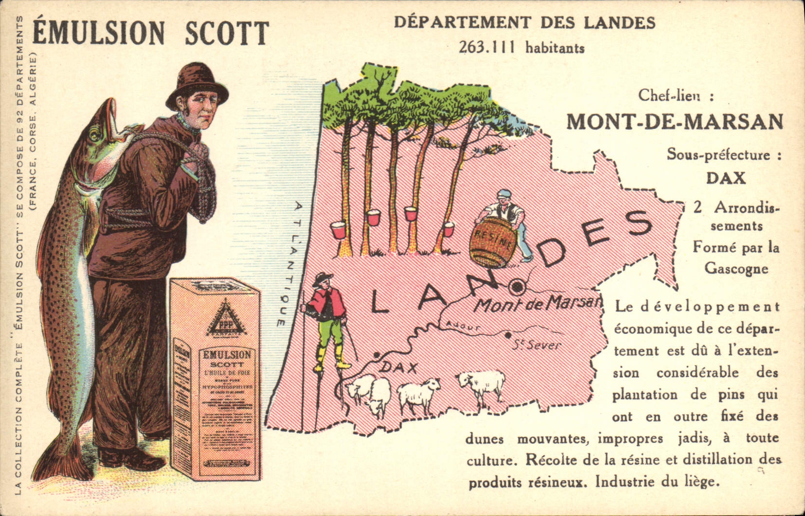 CPA Carte Geographique Emulsion Scott Landes Mont de Marsan