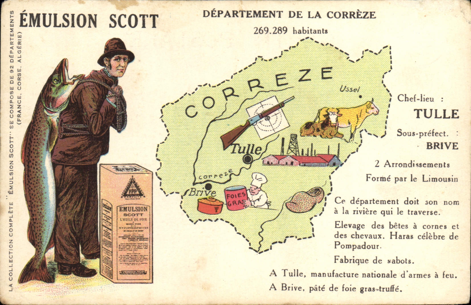 CPA Carte Geographique Emulsion Scott Correze Tulle