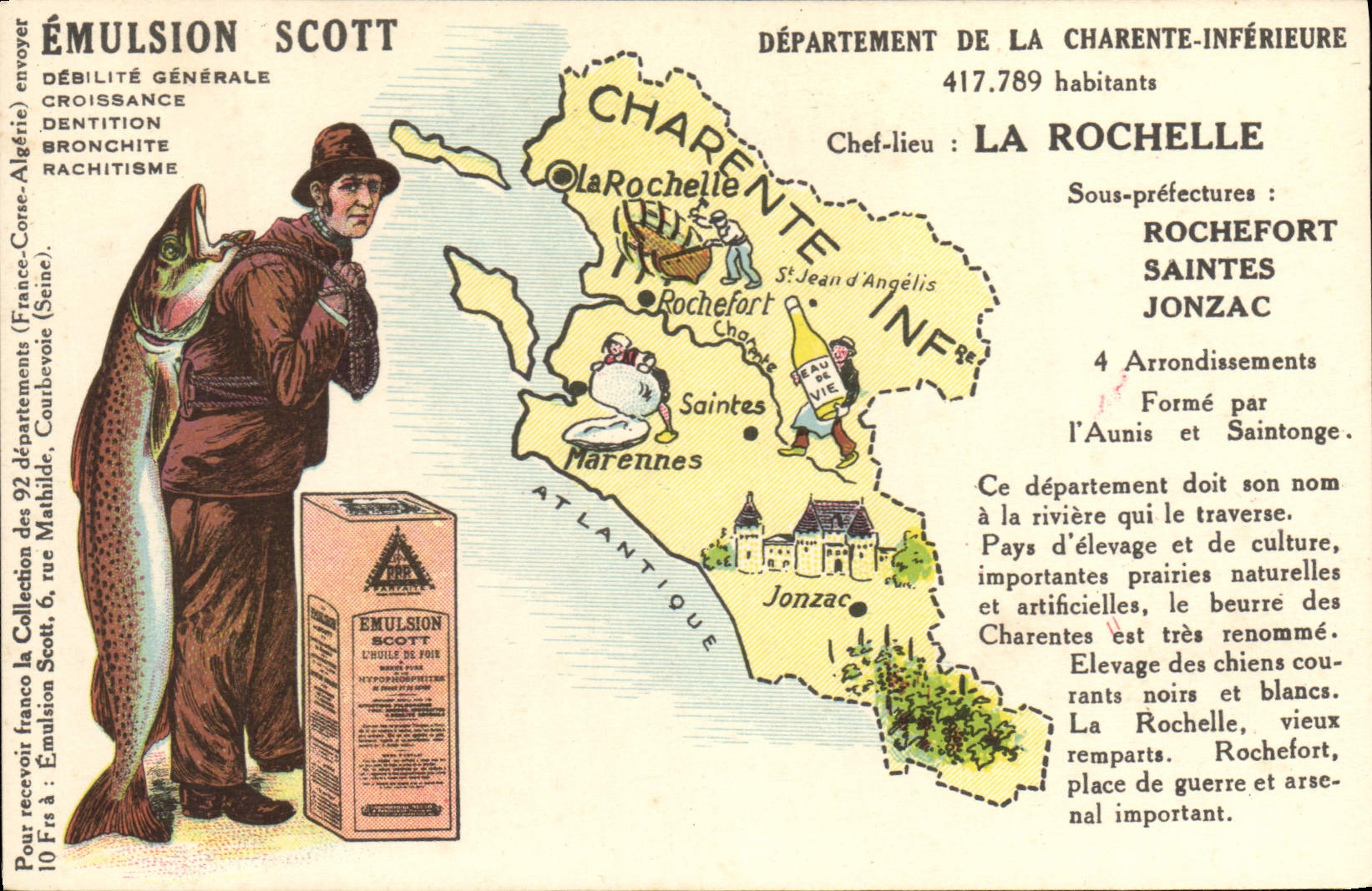 CPA Carte Geographique Emulsion Scott Charente Inferieure La Rochelle