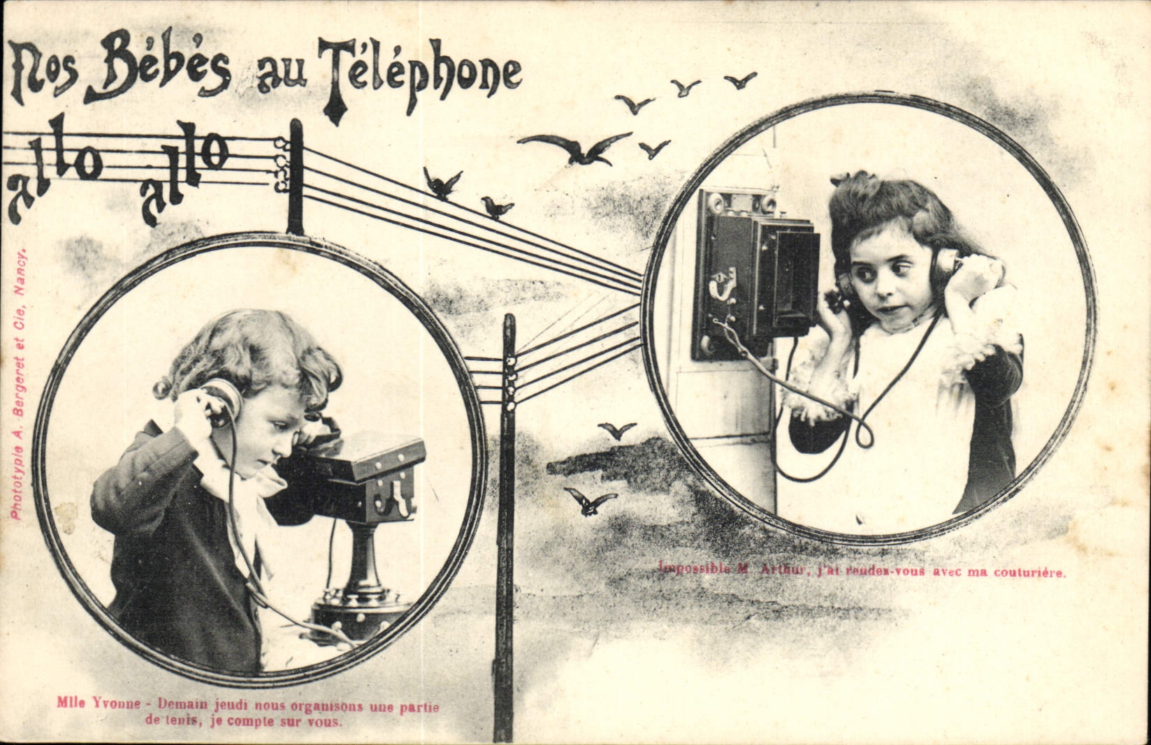 CPA Telephone Les bebes au telephone