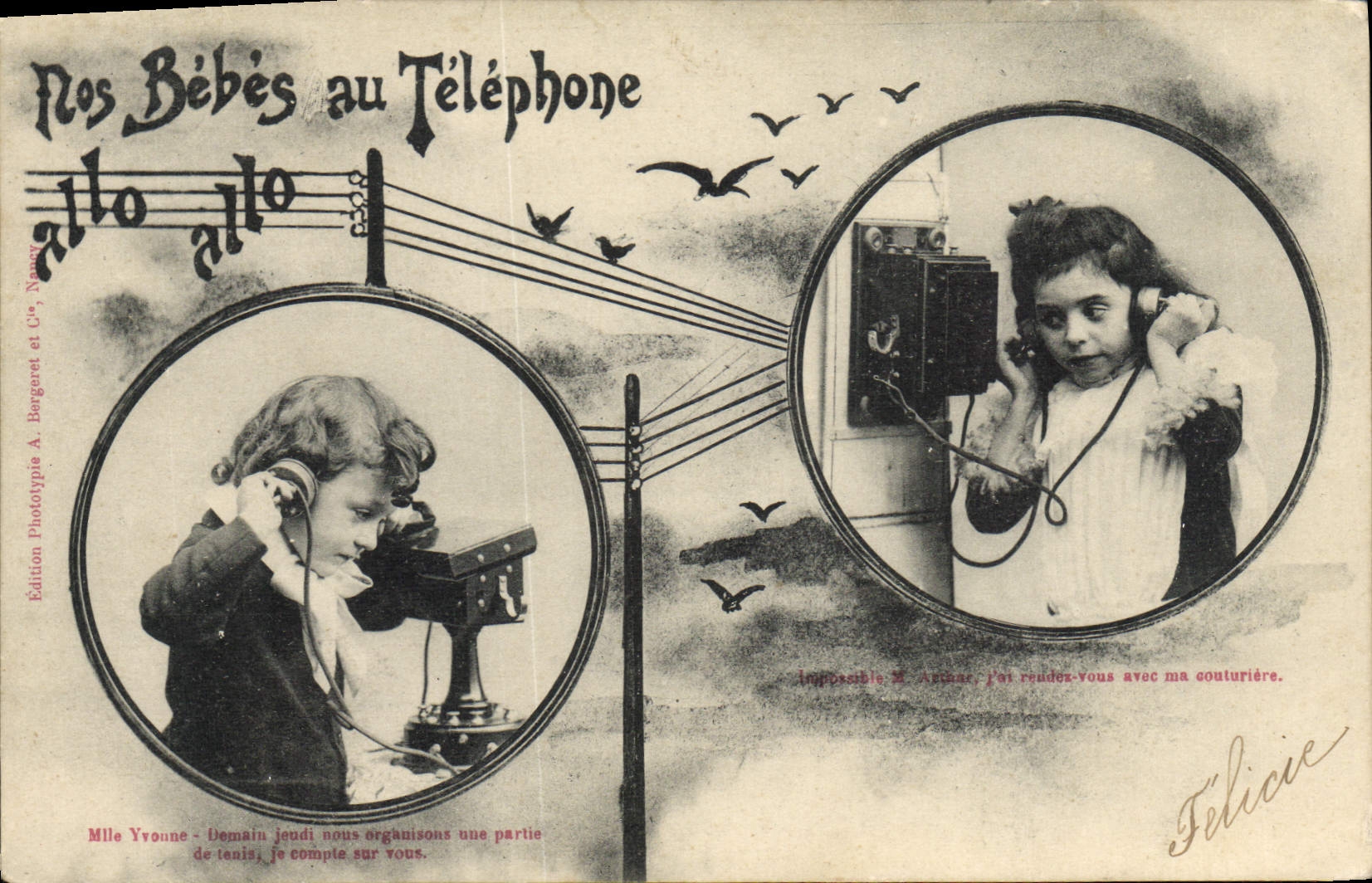 CPA Telephone Les bebes au telephone