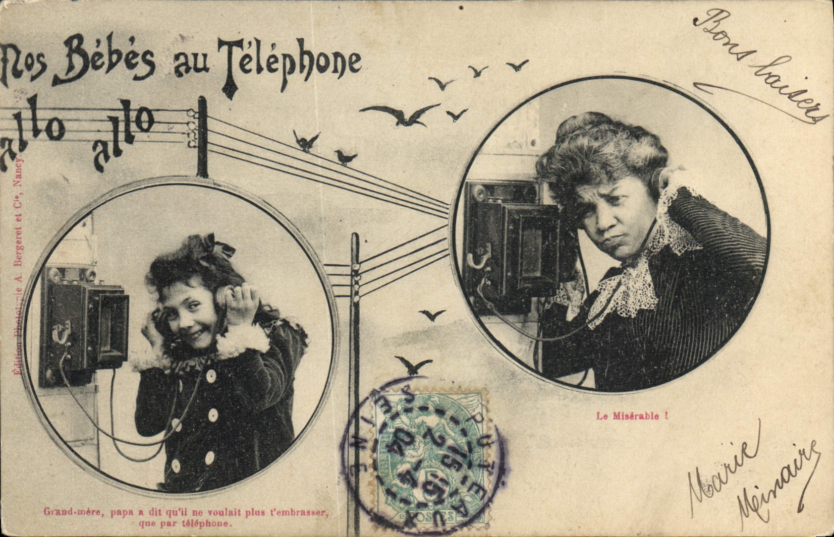 CPA Telephone Les bebes au telephone