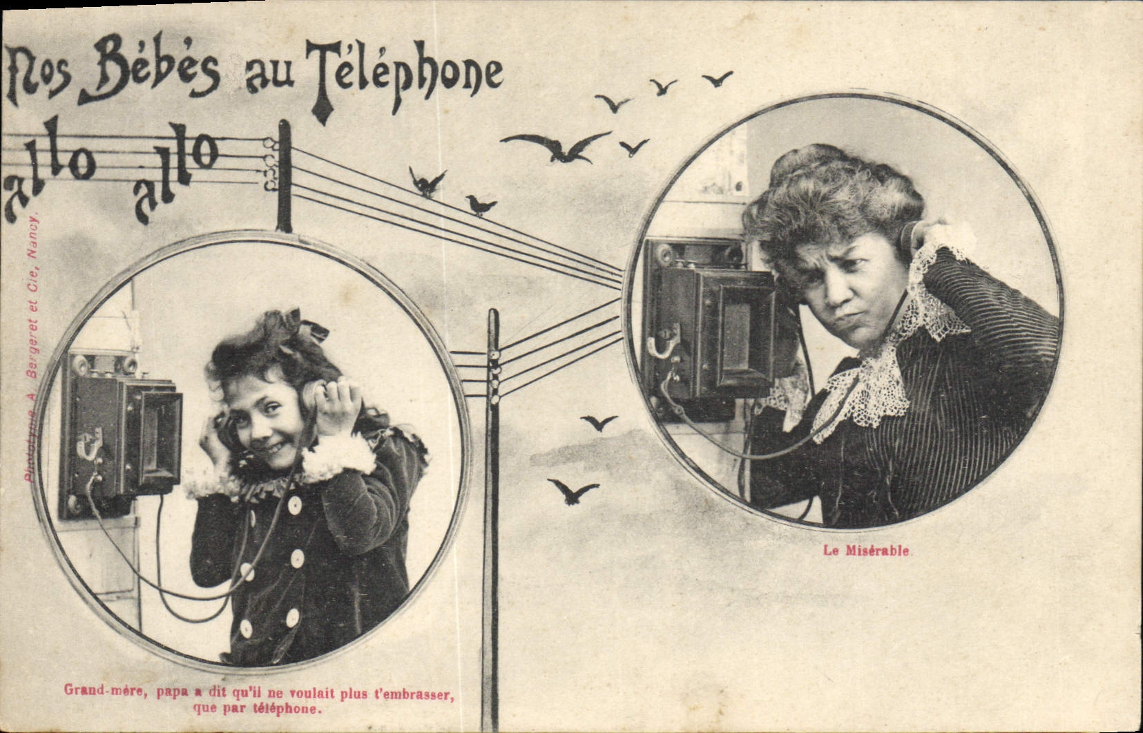 CPA Telephone Les bebes au telephone