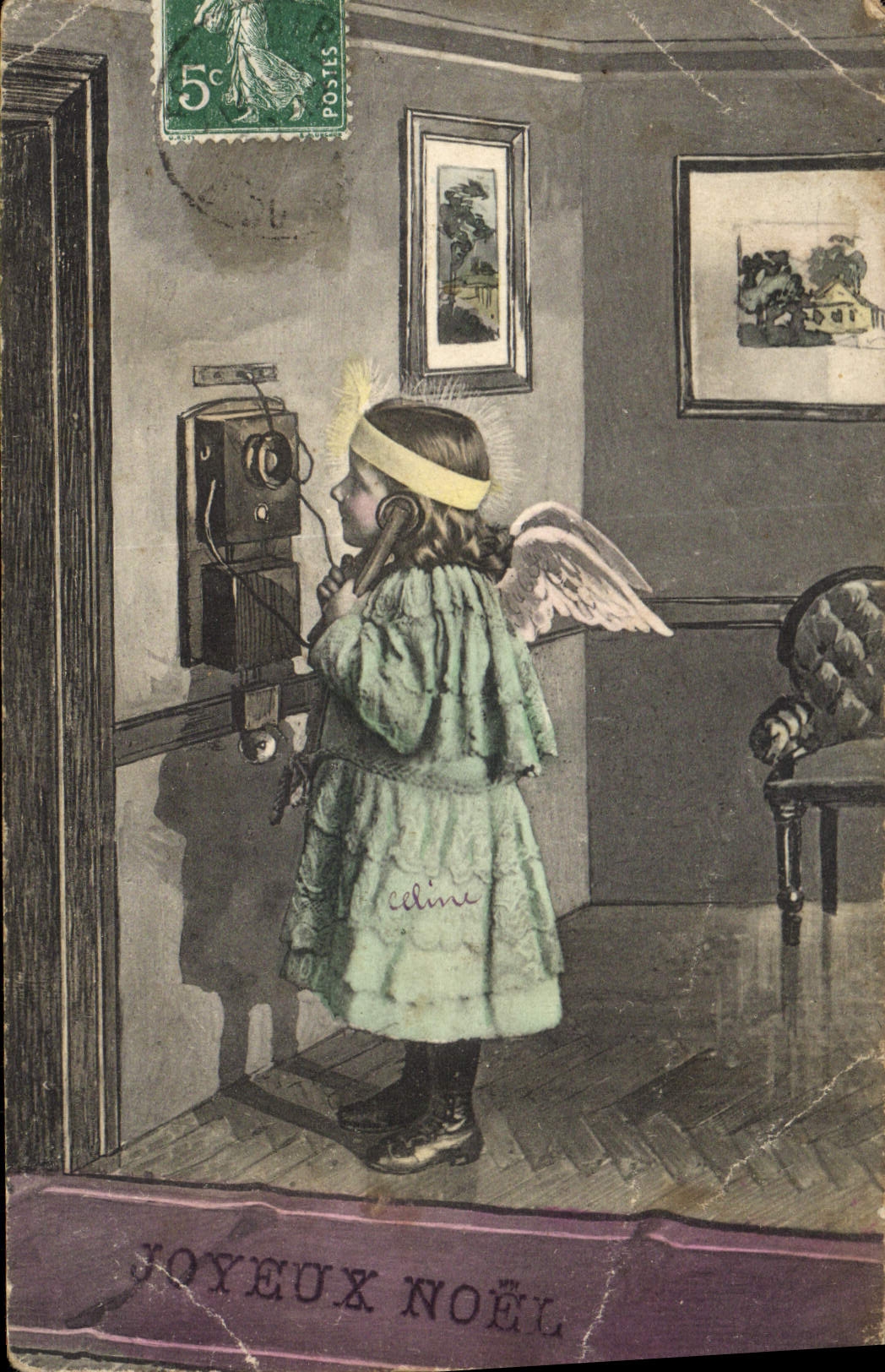 CPA Telephone Ange Joyeux Noel