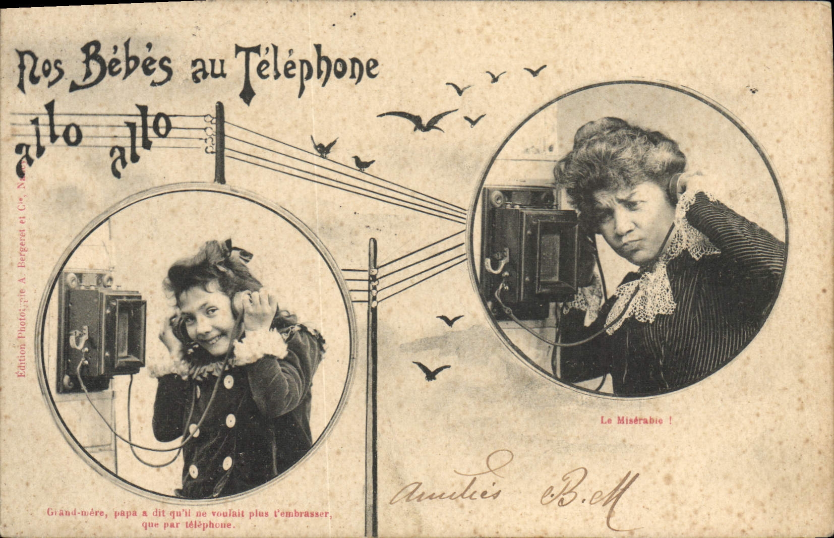 CPA Telephone Les bebes au telephone