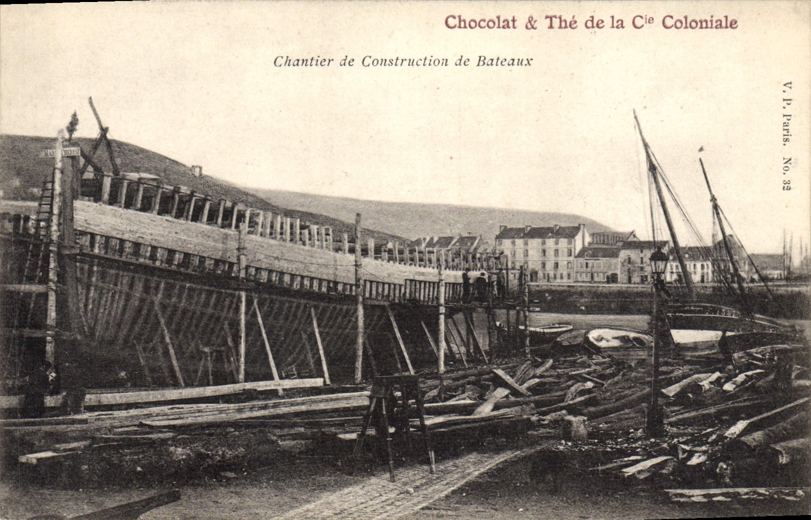 CPA Bateau Chantier de construction de bateaux