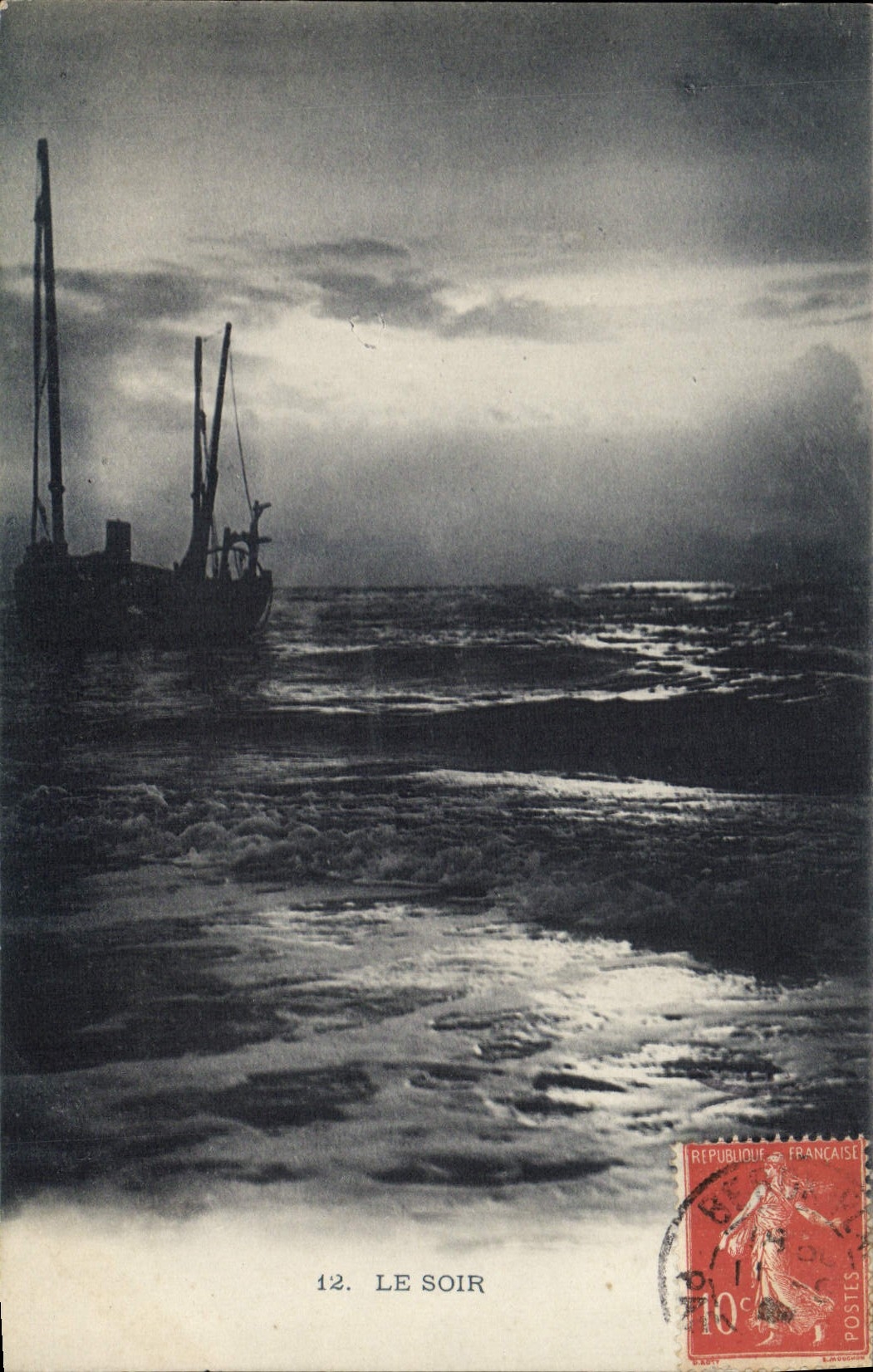 CPA Bateau le soir
