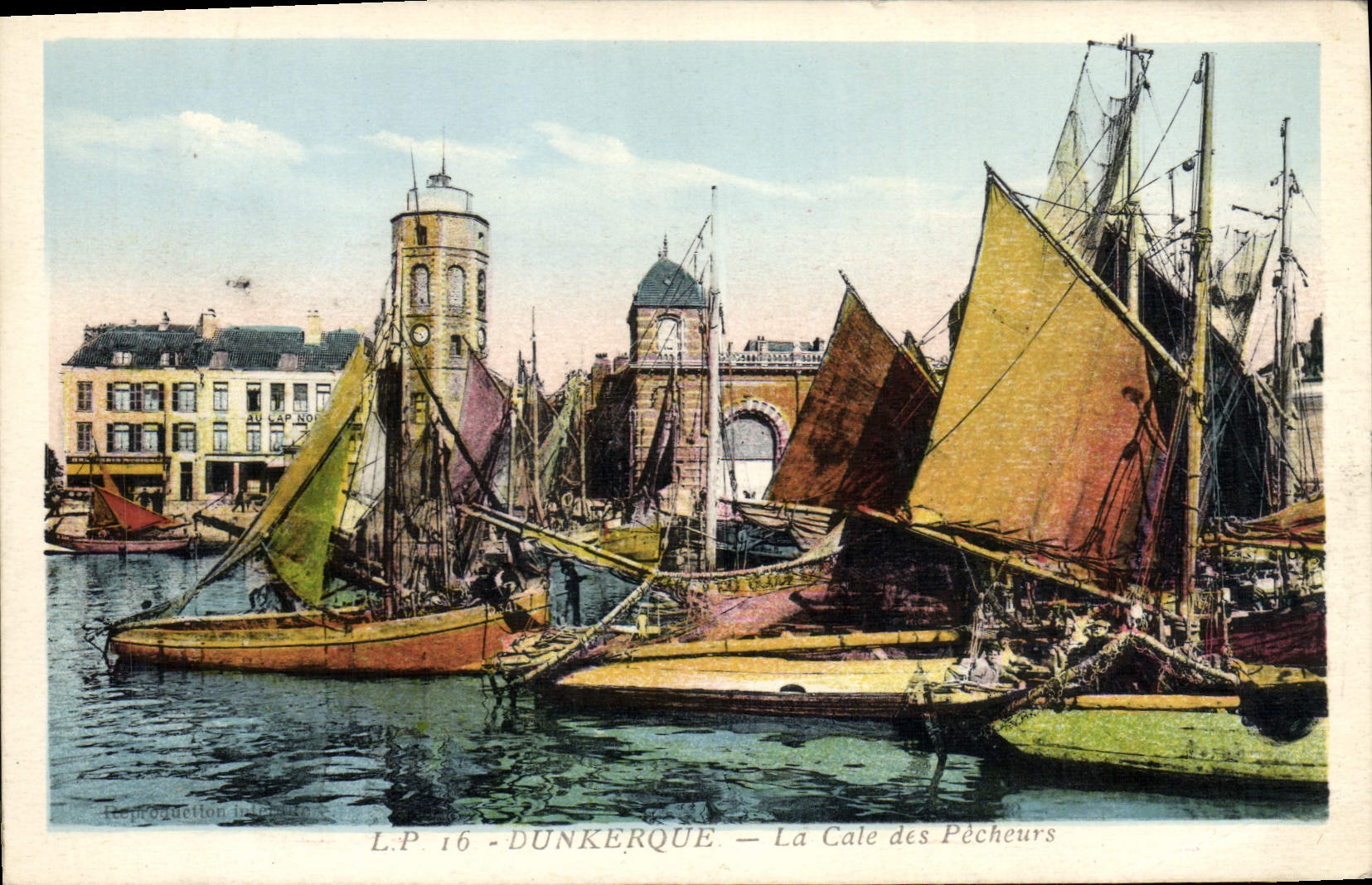 Barco de Dunkirk de la POSTAL de la VENDIMIA el asimiento de los pecadores