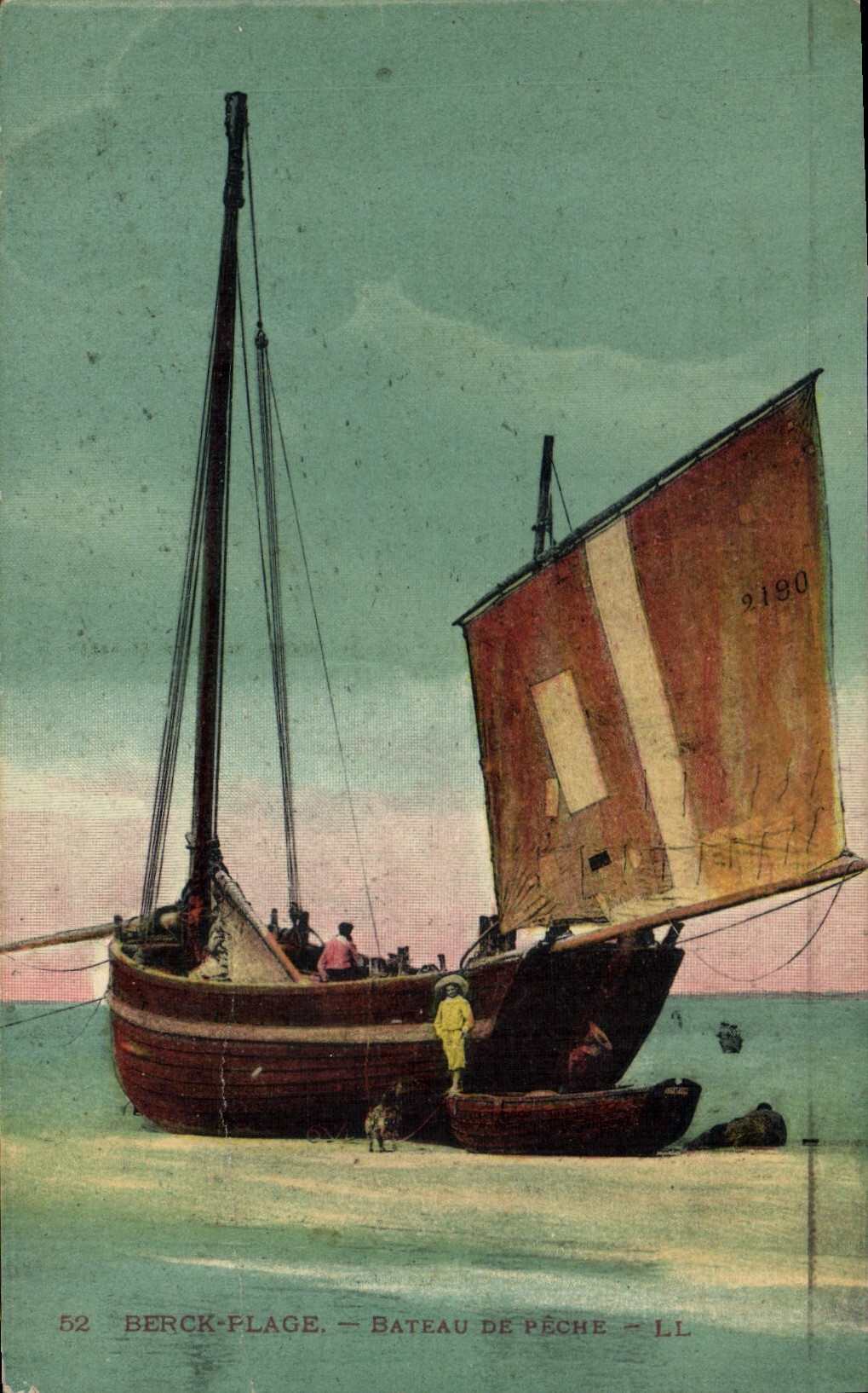 Pescados del Plage de Berck del barco de la POSTAL de la VENDIMIA