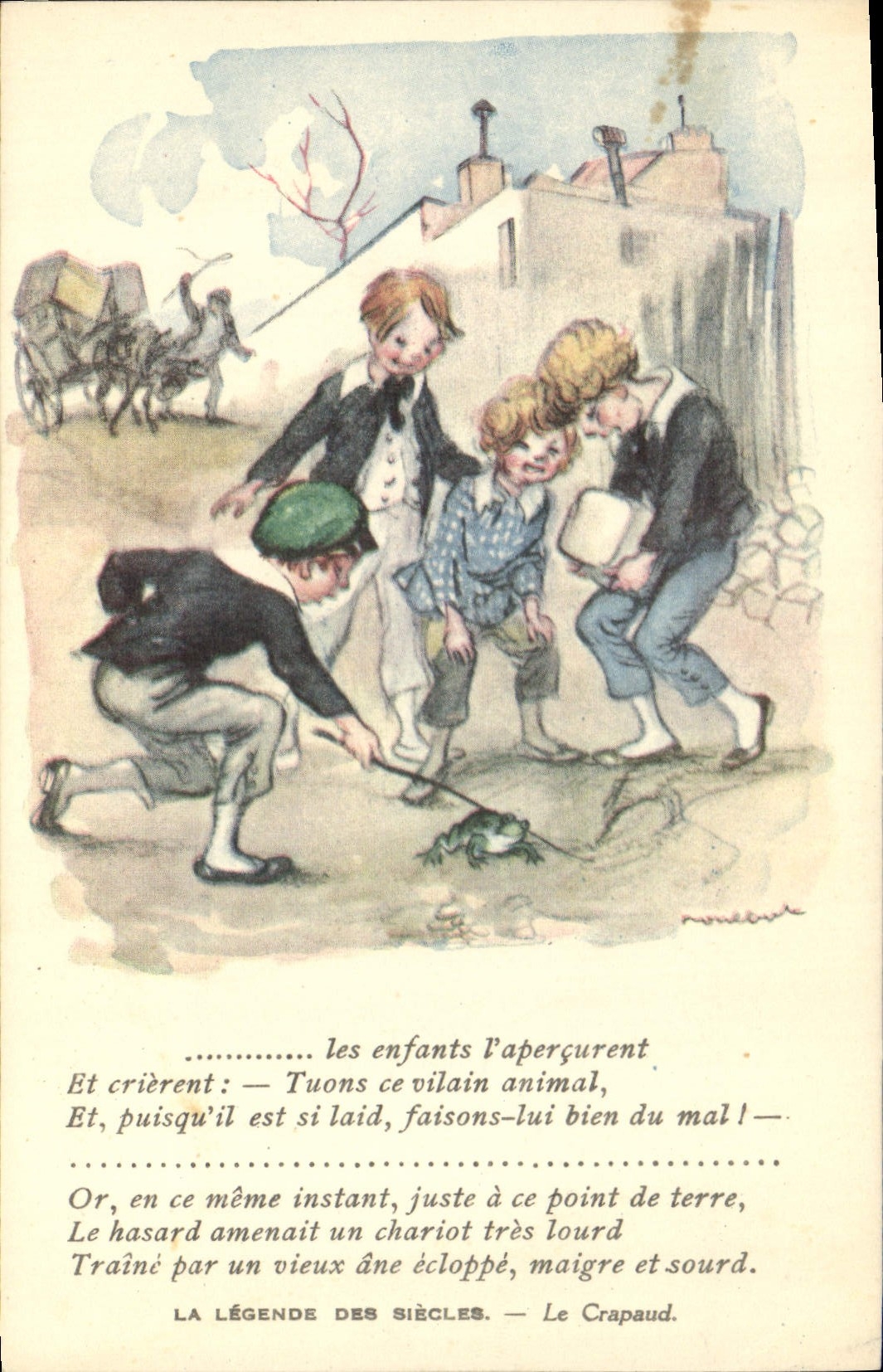 CPA Illustrateur Poulbot Victor Hugo La legende des siecles Le crapaud Grenouille