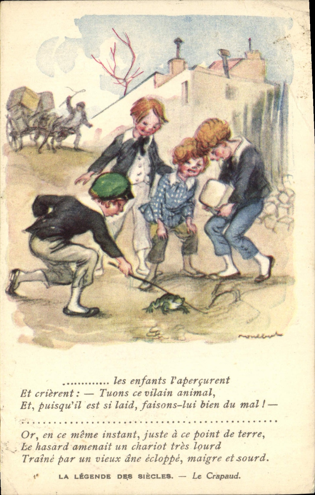 CPA Illustrateur Poulbot Victor Hugo La legende des siecles Le Crapaud Grenouille