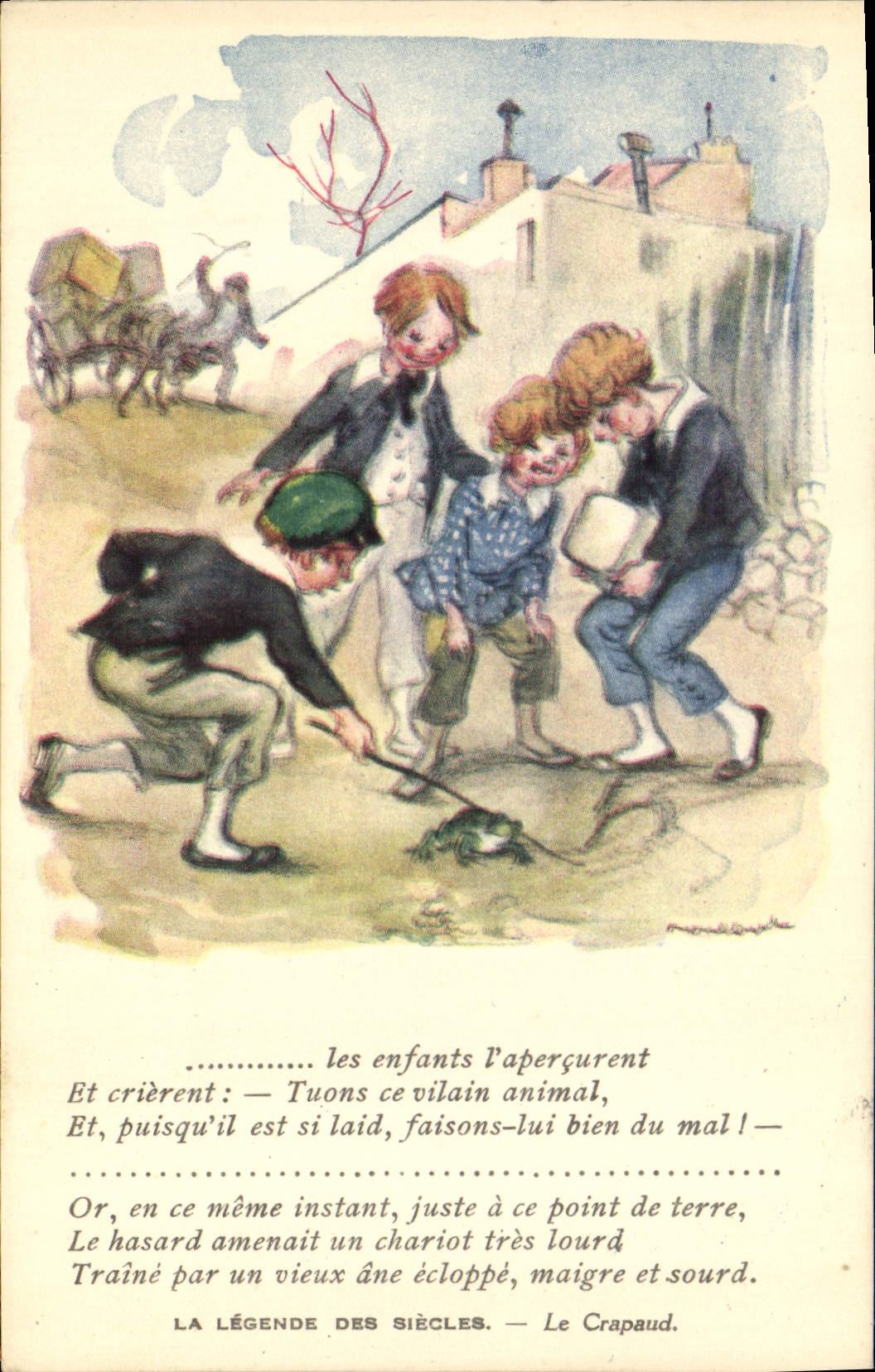 CPA Illustrateur Poulbot Victor Hugo La legende des siecles Le Crapaud Grenouille