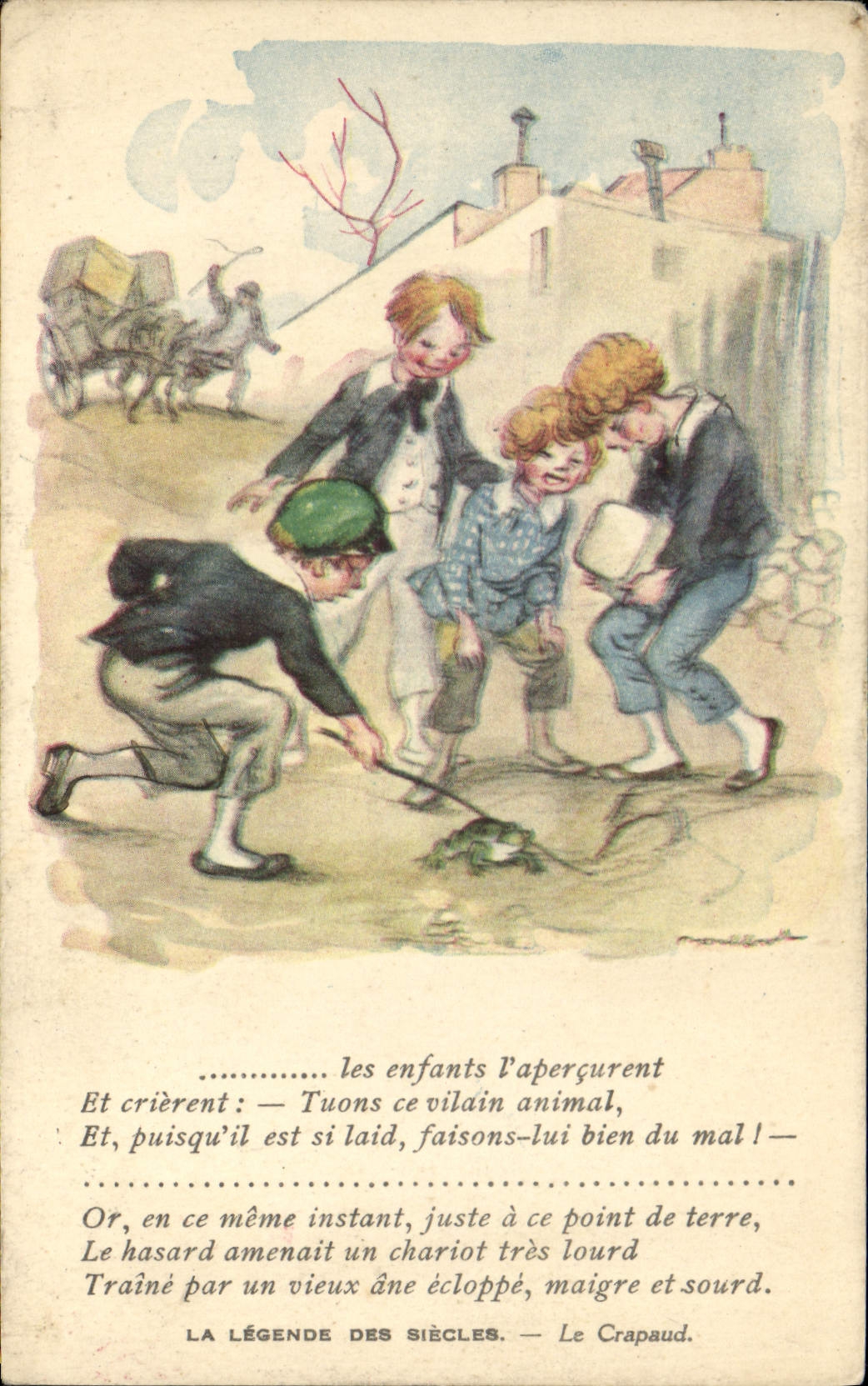 CPA Illustrateur Poulbot Victor Hugo La legende des siecles Le Crapaud Grenouille