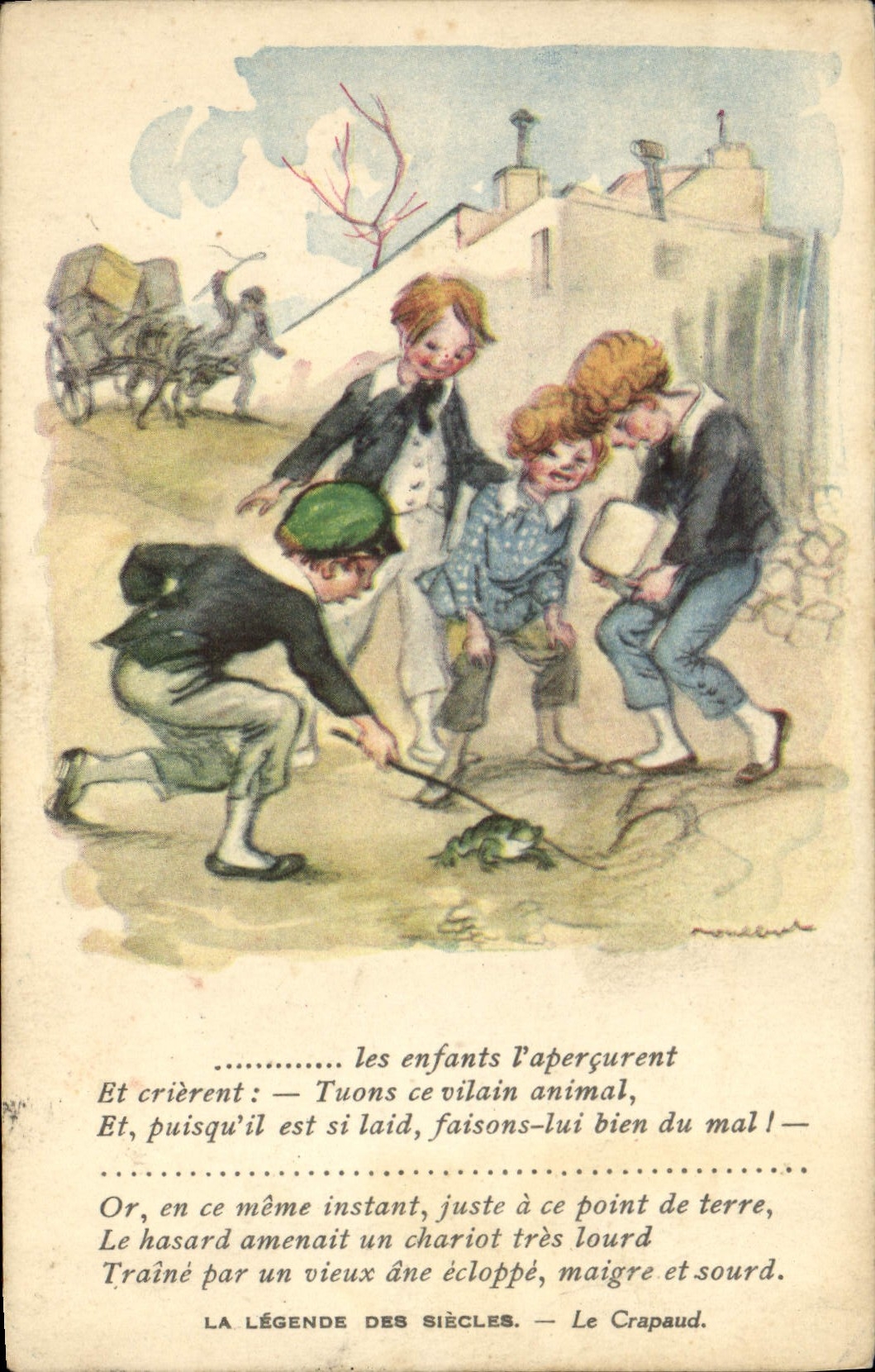 CPA Illustrateur Poulbot Victor Hugo La legende des siecles Le Crapaud Grenouille