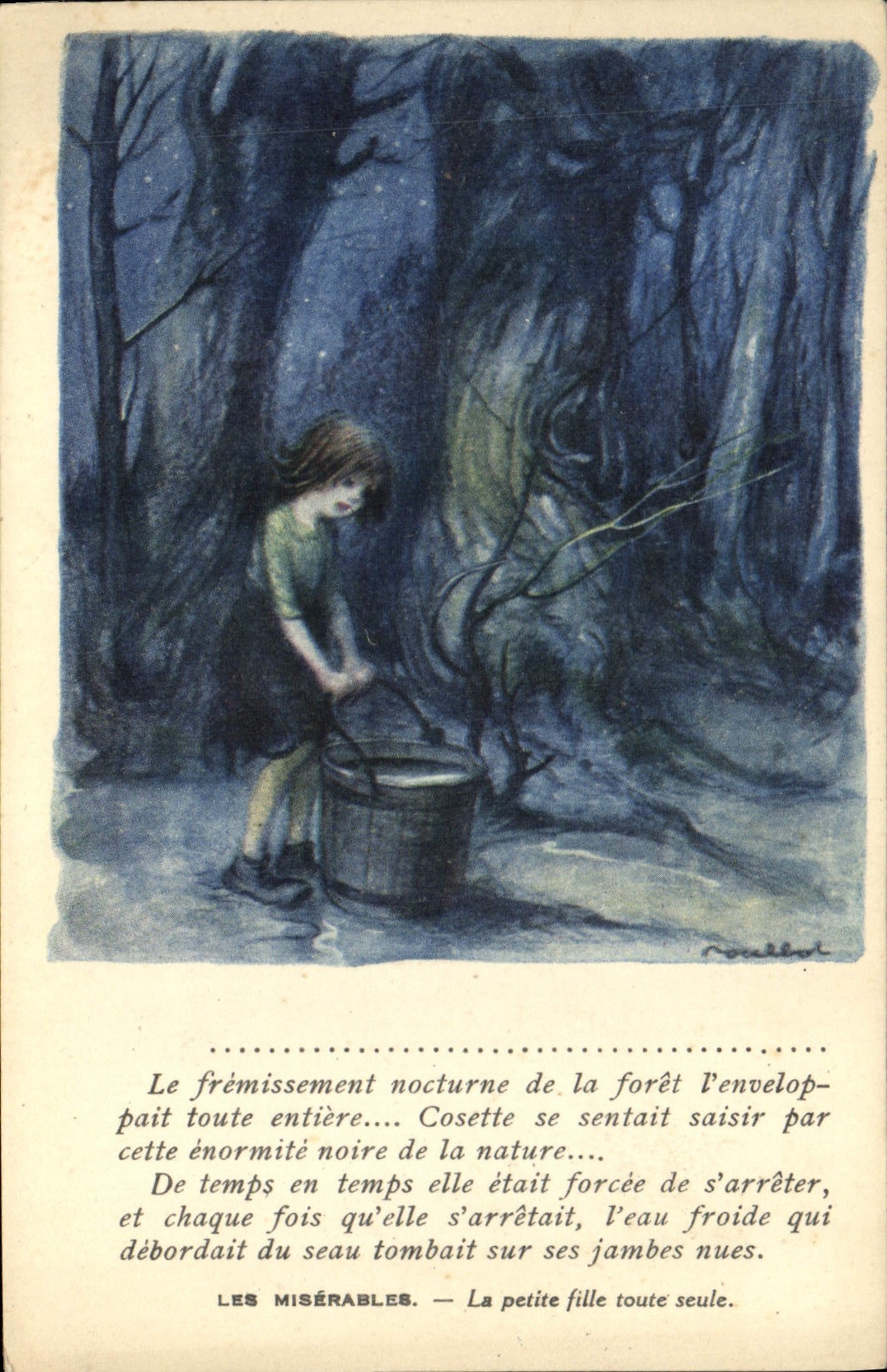 CPA Illustrateur Poulbot Victor Hugo Les Miserables La petite fille toute seule 