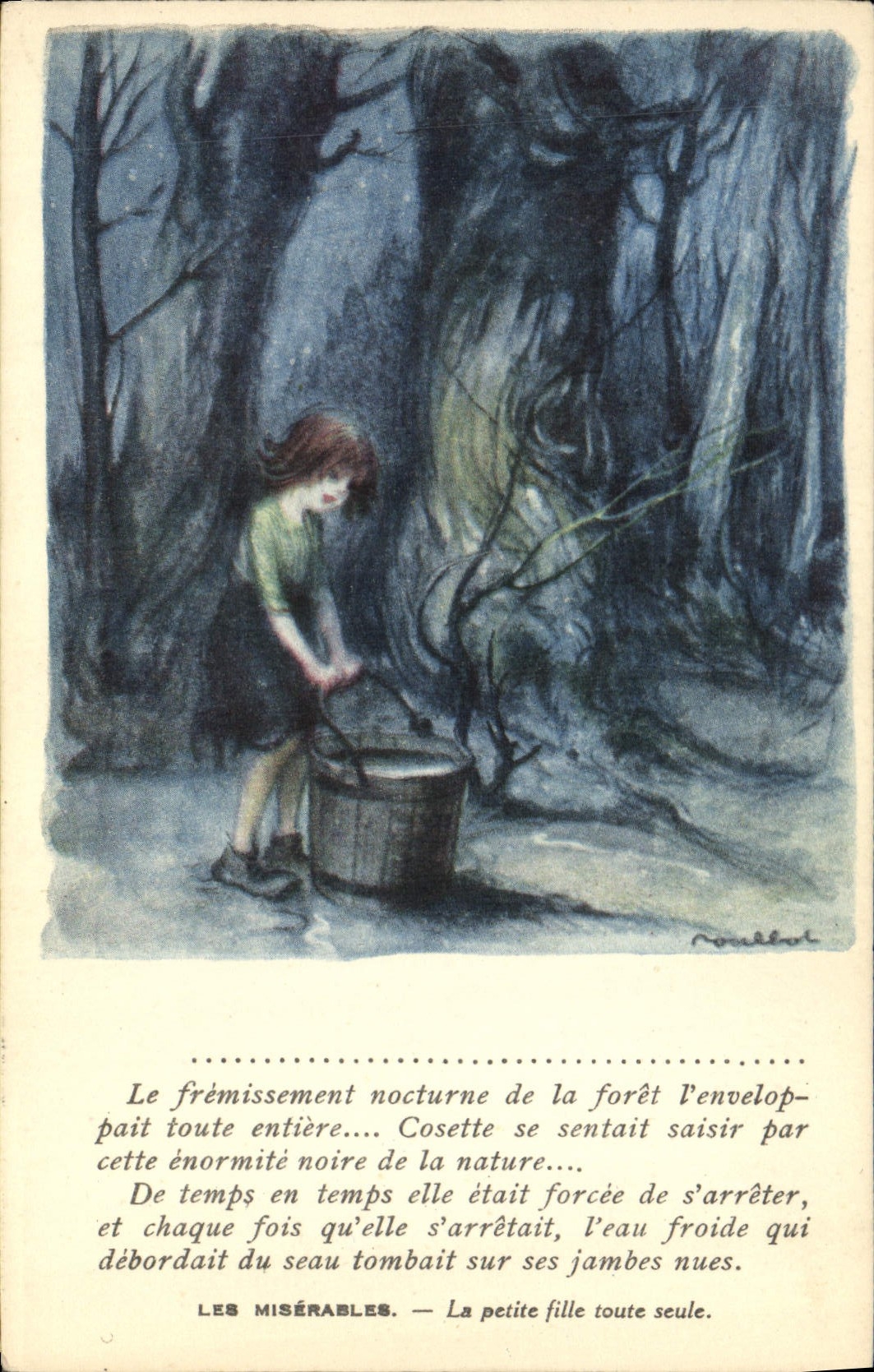 CPA Illustrateur Poulbot Victor Hugo Les Miserables La petite fille toute seule