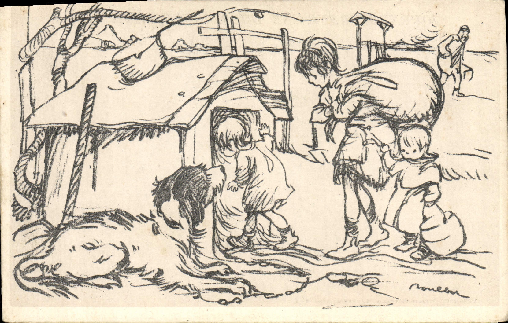 CPA Illustrateur Poulbot Chien 