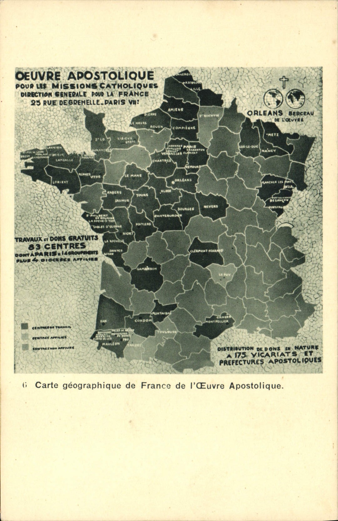 CPA Carte geographique de France de l'oeuvre apostolique