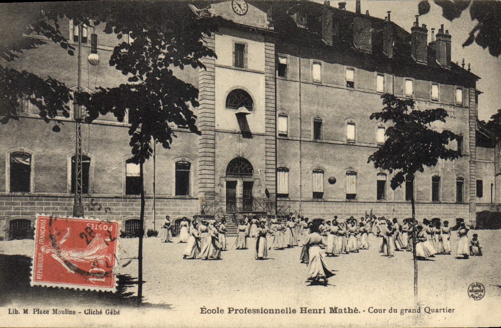 VINTAGE POSTCARD Vocational school Henri Mathe Court of the large District