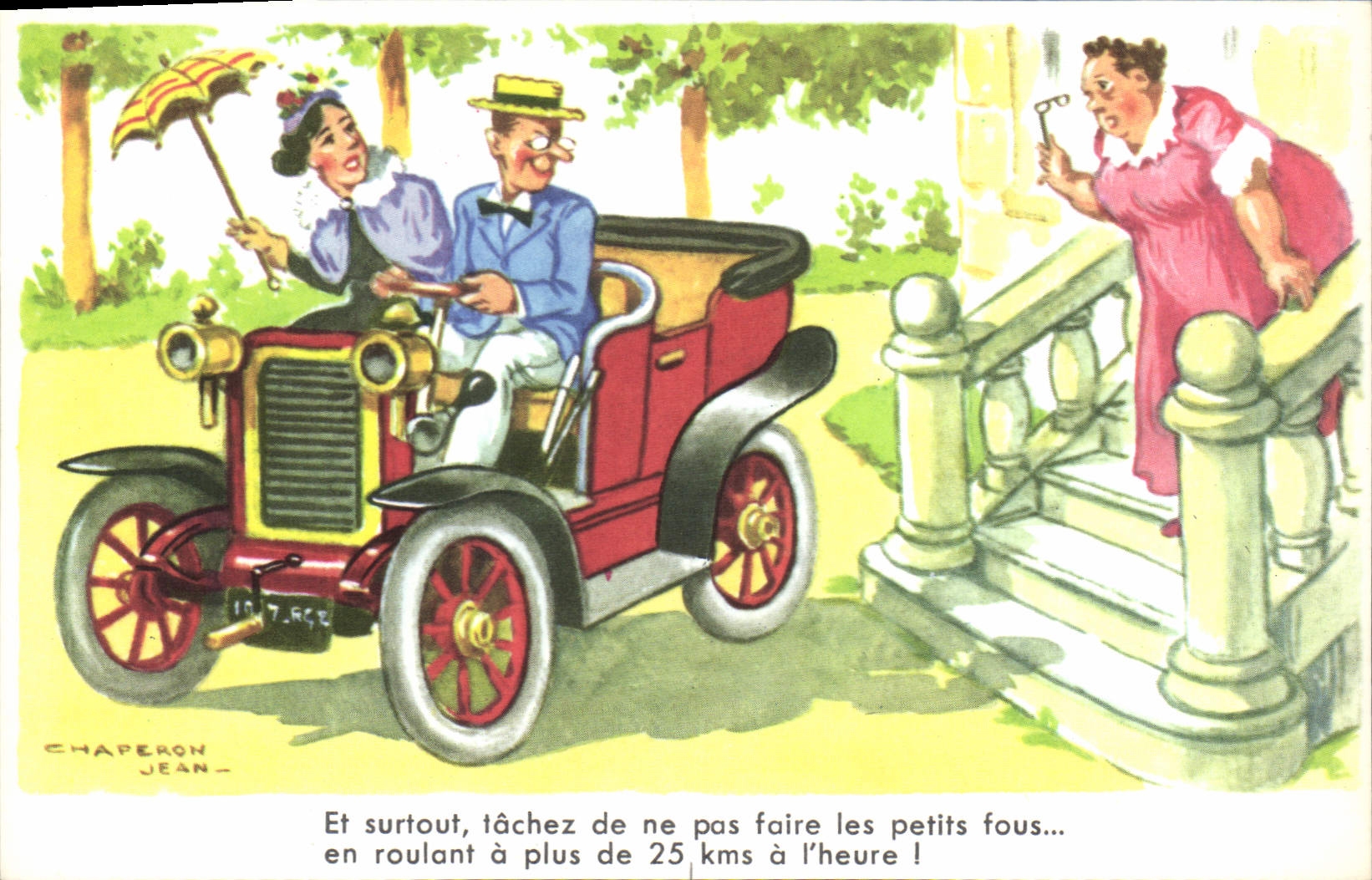 CPA Fantaisie Illustrateur Automobile Jean Chaperon