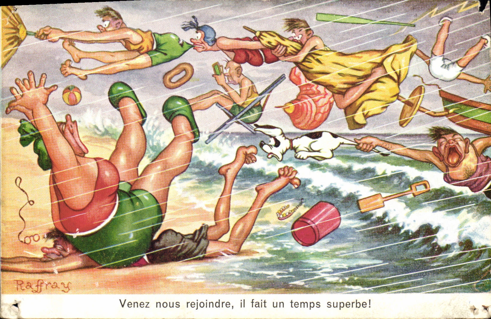 CPA Fantaisie Illustrateur Plage Raffray