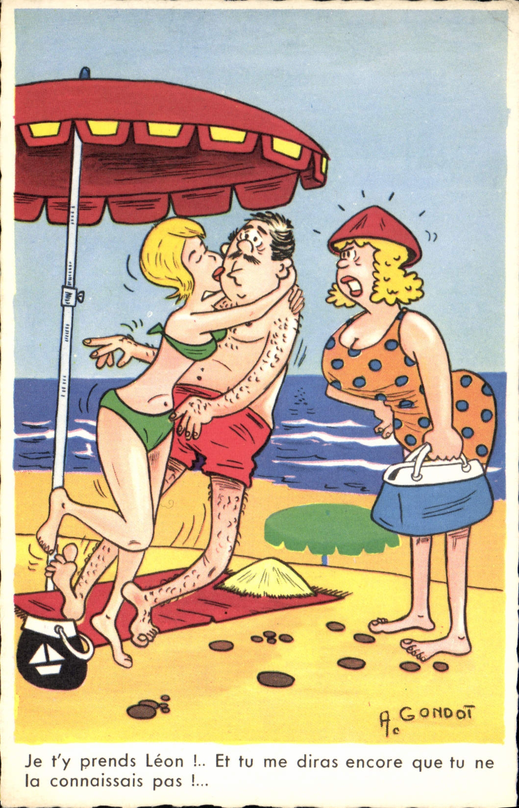 CPA Fantaisie Illustrateur Gondot Plage 