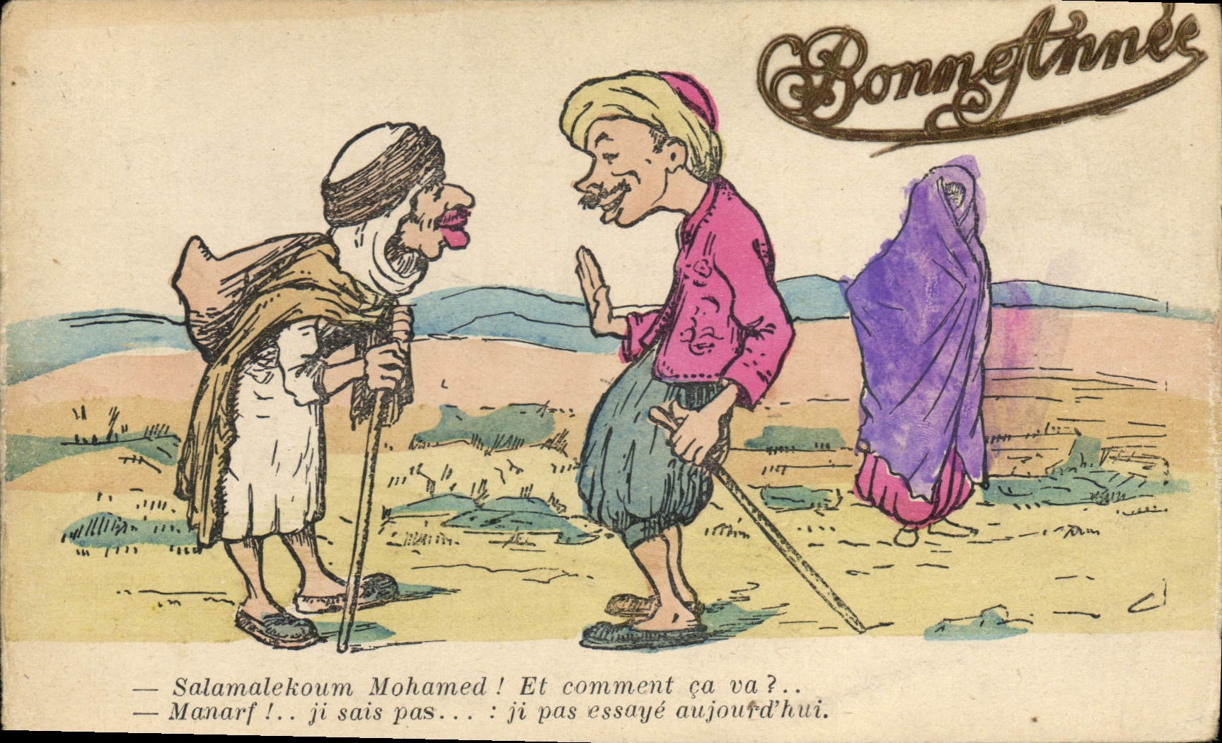 CPA Fantaisie Illustrateur Afrique du Nord 