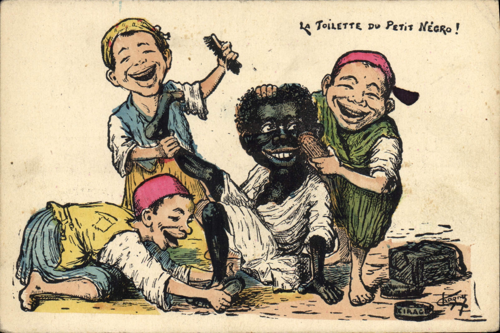 CPA Fantaisie Illustrateur Afrique du Nord La toilette du petit Negro 