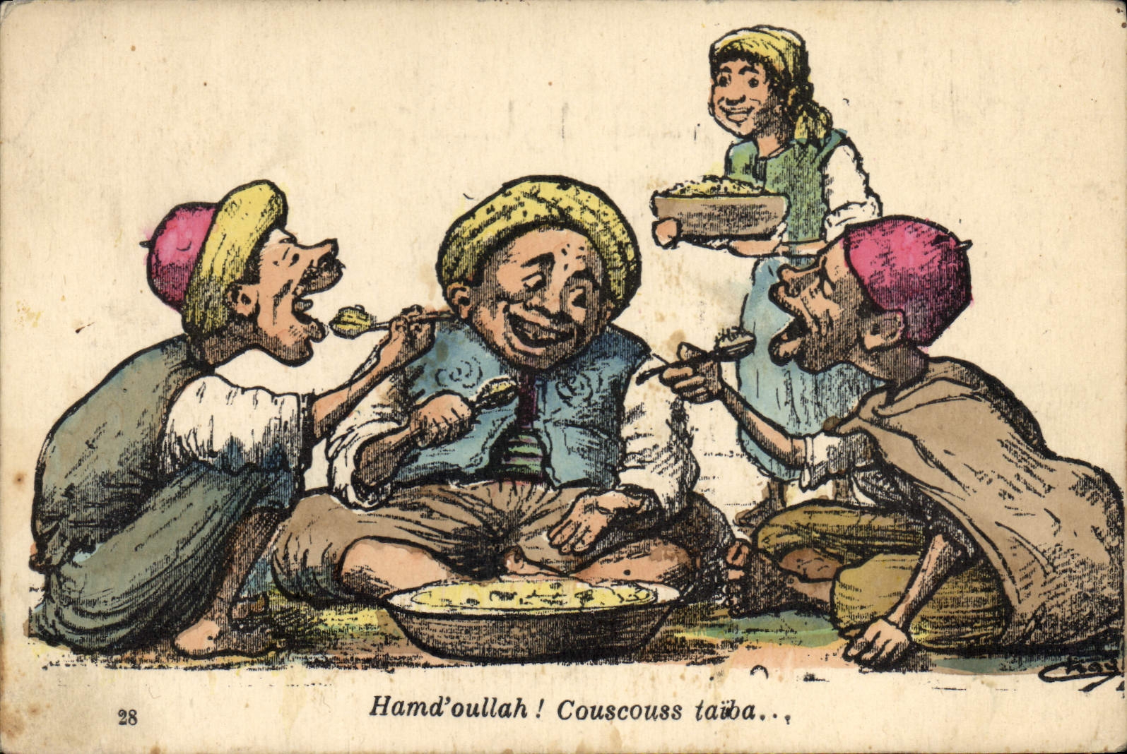 CPA Fantaisie Illustrateur Afrique du Nord Couscous