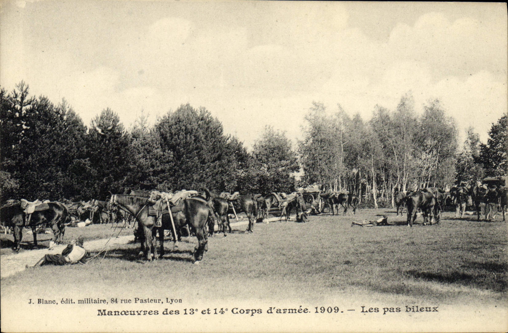 Operaciones de Militaria de la POSTAL de la VENDIMIA de los 13 y 14tos pasos 1909 del bileux del cuerpo del ejército