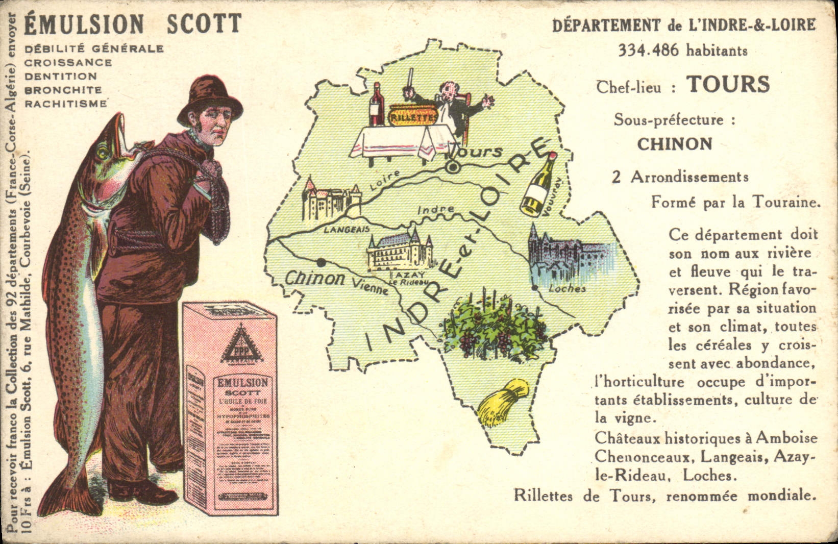 VINTAGE POSTCARD Emulsion Scott Poisson Department Indre and the Loire Tours