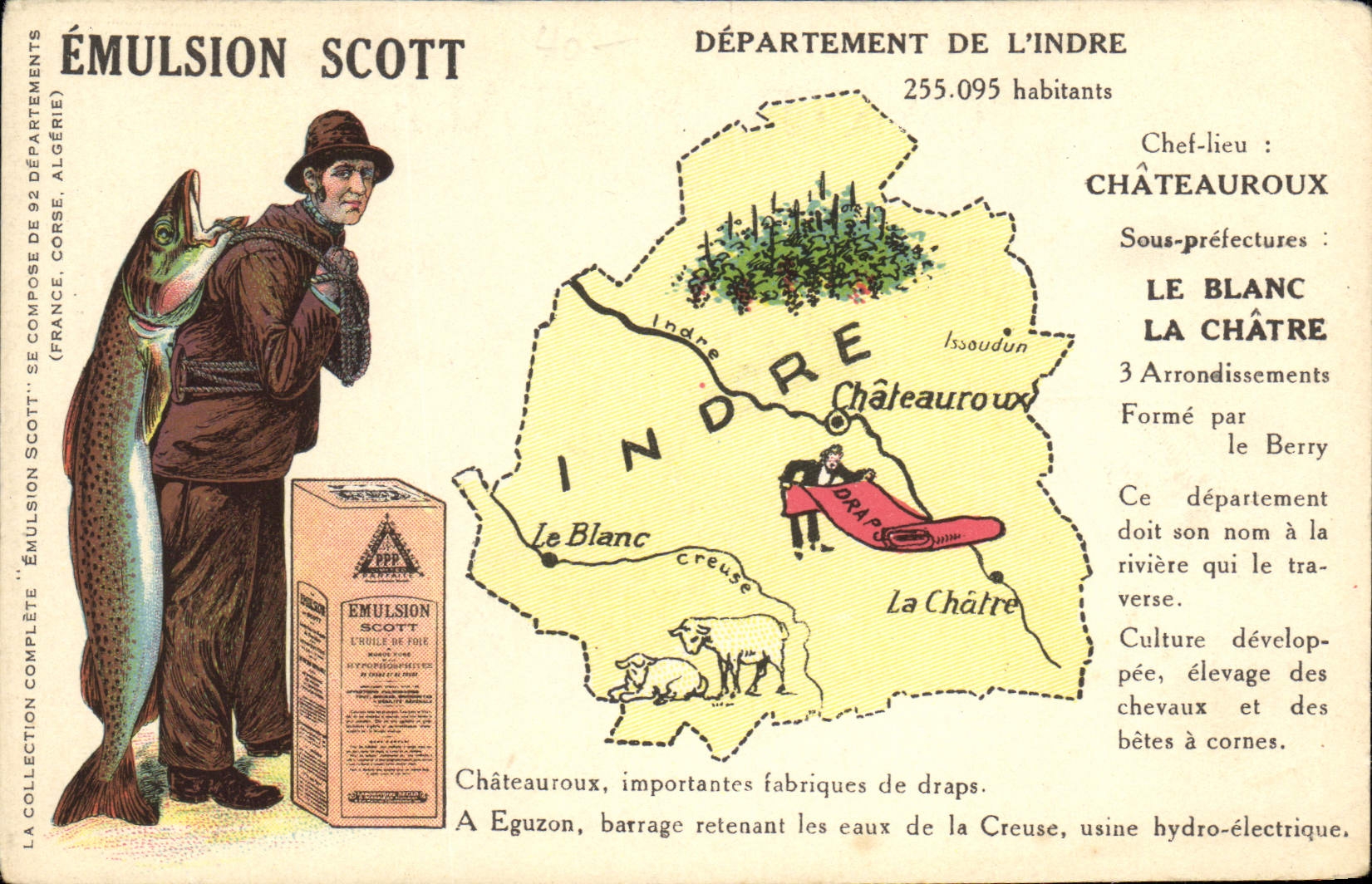 CPA Emulsion Scott Poisson Departement Indre Chateauroux Le Blanc La Chatre