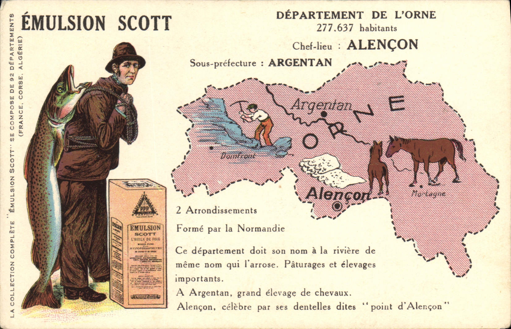 El departamento de Scott Poisson de la emulsión de la POSTAL de la VENDIMIA adorna el caballo de Alenzón