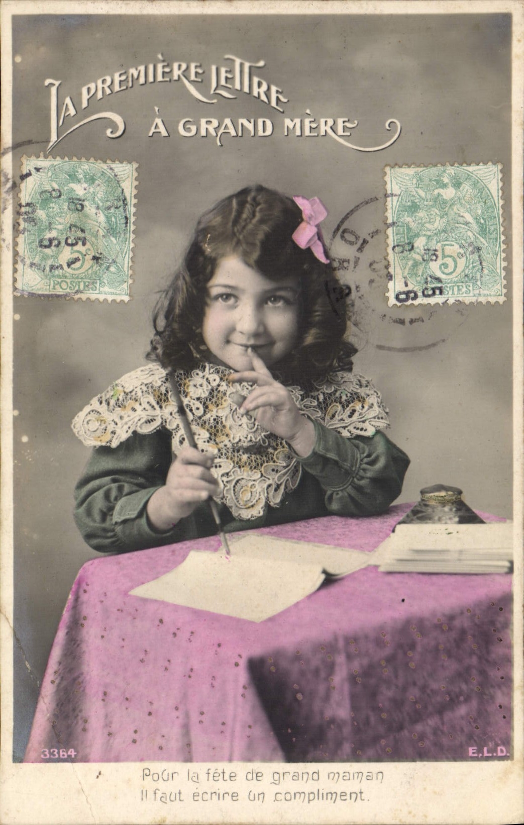 CPA Fantaisie Enfant Ecriture Plume