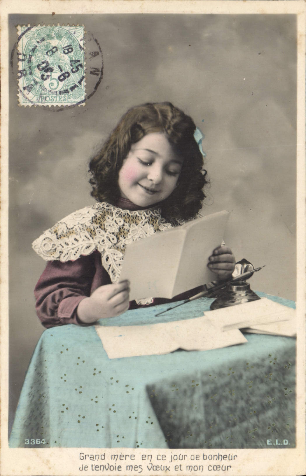 CPA Fantaisie Enfant Ecriture Plume