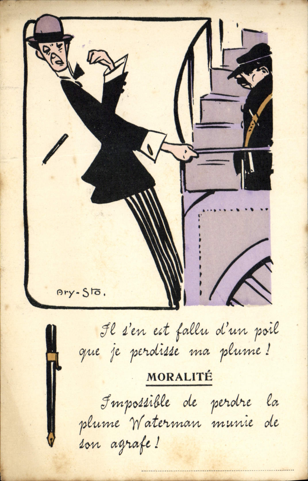 CPA Ecriture moralité Waterman TOP Autobus