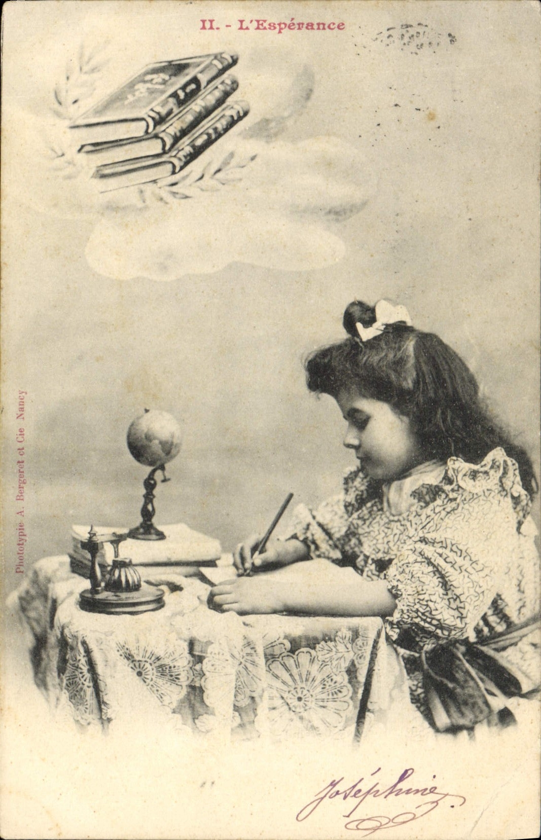 CPA Fantaisie Enfant Ecriture Plume