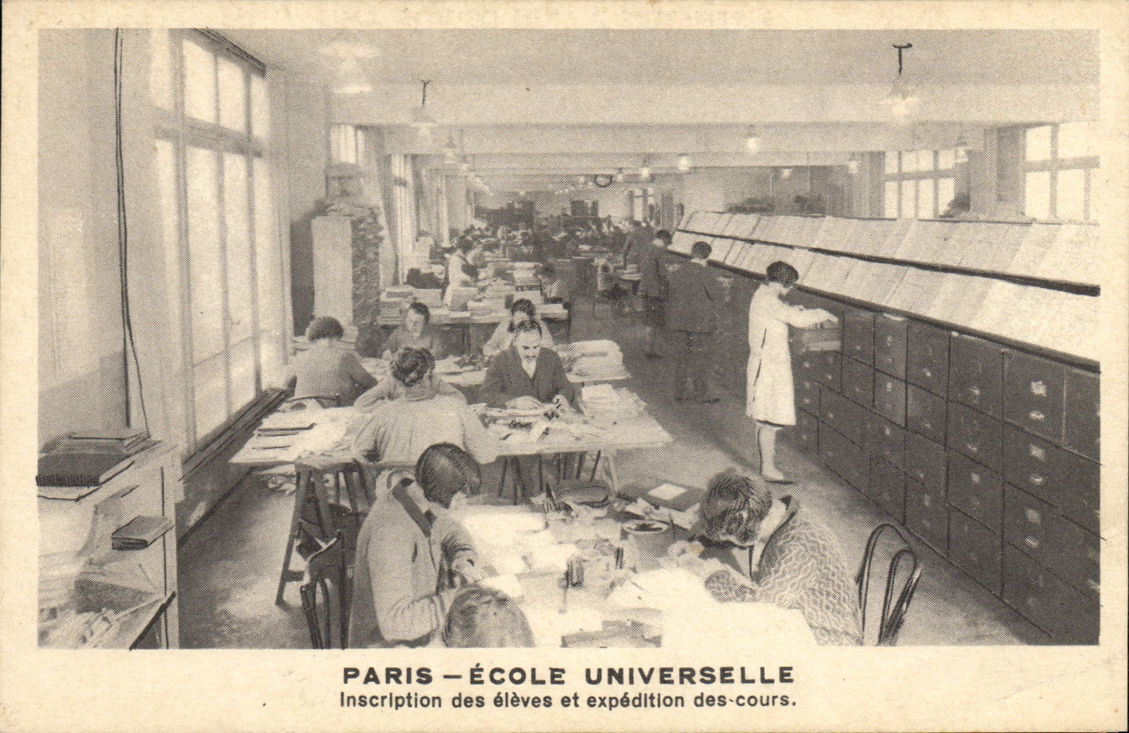 VINTAGE POSTCARD Paris universal School Inscription of raised and forwarding of the courses